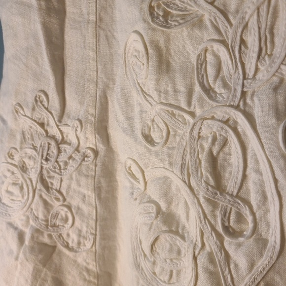 JM collection 100% linen suit with floral accent - Picture 10 of 10